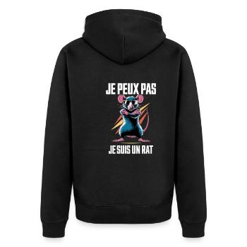 Rats stingy humor I can't I'm a rat - Unisex Premium Organic Zip Hoodie - black - Back - Nico (187cm)