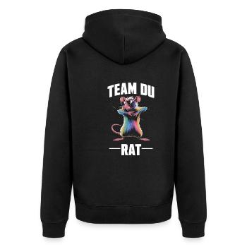 Team Du Rat Radin Humour Fun - Veste à capuche bio Premium Unisexe - noir - Dos - Nico (187cm)