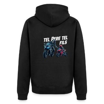 Like Father Like Son Biker Gift Humor Motorcycle Racing - Unisex Premium Organic Zip Hoodie - black - Back - Nico (187cm)