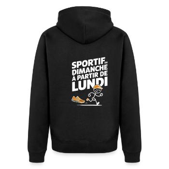 Sportif Du Dimanche À Partir De Lundi Humour Sport - Veste à capuche bio Premium Unisexe - noir - Dos - Nico (187cm)