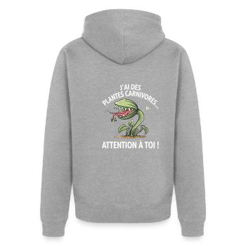Fleischfressende Pflanzen Gartenarbeit Lustiger Gärtner - Unisex Premium Bio Zip Hoodie - Grau meliert - Hinten - Nico (187cm)