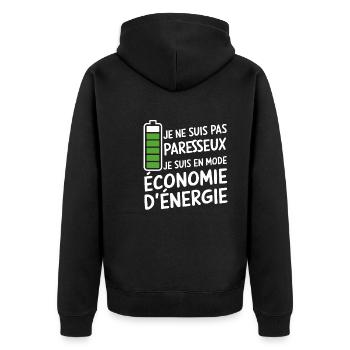 I'm Not Lazy In Power Saving Mode - Unisex Premium Organic Zip Hoodie - black - Back - Nico (187cm)