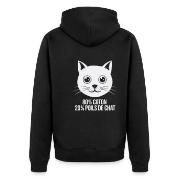 80% Coton 20% Poils De Chat Humour Chatons - Veste à capuche bio Premium Unisexe - noir - Dos - Nico (187cm)