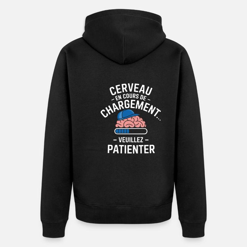 Brain Loading Wait Funny - Unisex Premium Organic Zip Hoodie - black