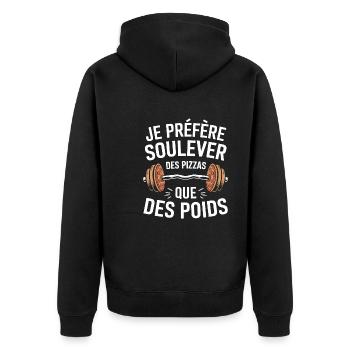 Ich ziehe es vor, Pizzen zu heben Humor Fitness - Unisex Premium Bio Zip Hoodie - Schwarz - Hinten - Nico (187cm)