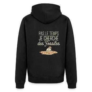 Keine Zeit, ich bin auf der Suche nach Fossilien Humor - Unisex Premium Bio Zip Hoodie - Schwarz - Hinten - Nico (187cm)