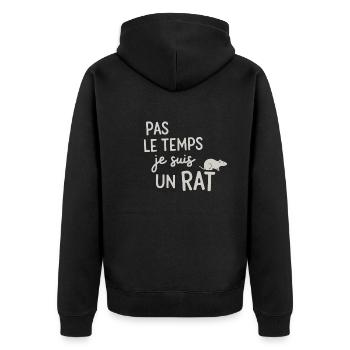 No time I'm a rat - Unisex Premium Organic Zip Hoodie - black - Back - Nico (187cm)