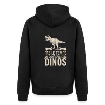 Keine Zeit, ich bin auf der Suche nach Dinos - Unisex Premium Bio Zip Hoodie - Schwarz - Hinten - Nico (187cm)