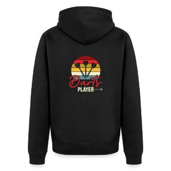 Sports Equipment - Darts Player 1 - Unisex Premium Bio Zip Hoodie - Schwarz - Hinten - Nico (187cm)