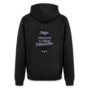 Beste Chefin Tasse - Unisex Premium Bio Zip Hoodie - Schwarz - Hinten - Nico (187cm)