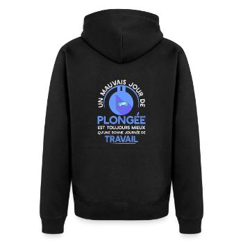 Travail ou plongée t-shirt humour plongée - Veste à capuche bio Premium Unisexe - noir - Dos - Nico (187cm)