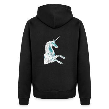 Magic Unicorn / Unicorn Spirit - Unisex Premium Organic Zip Hoodie - black - Back - Nico (187cm)