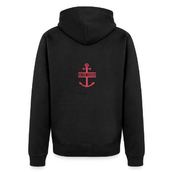Hamburg - Unisex Premium Bio Zip Hoodie - Schwarz - Hinten - Nico (187cm)