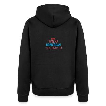 Junggesellenabschied - Unisex Premium Bio Zip Hoodie - Schwarz - Hinten - Nico (187cm)