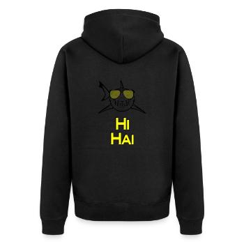 HiHai - Unisex Premium Bio Zip Hoodie - Schwarz - Hinten - Nico (187cm)