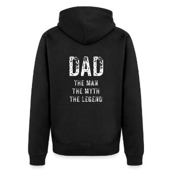 Dad – The Legend - Unisex Premium Organic Zip Hoodie - black - Back - Nico (187cm)