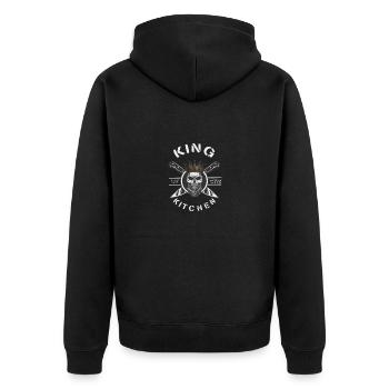 King of the kitchen - Unisex Premium Organic Zip Hoodie - black - Back - Nico (187cm)