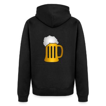 Bierbecher-Logo - Unisex Premium Bio Zip Hoodie - Schwarz - Hinten - Nico (187cm)