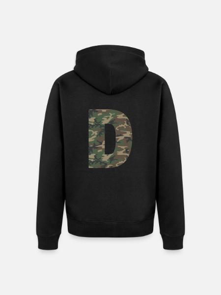 Robuster Buchstabe D im Tarnmuster! - Unisex Premium Bio Zip Hoodie - Schwarz
