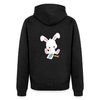 Osterhase - Unisex Premium Bio Zip Hoodie - Schwarz - Hinten - Nico (187cm)