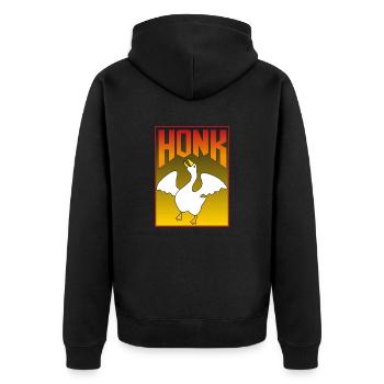 Hupen! - Unisex Premium Bio Zip Hoodie - Schwarz - Hinten - Nico (187cm)