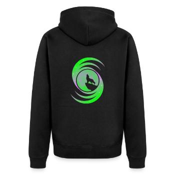 Le loup hurlant à la Lune dans la galaxie - Vert - Veste à capuche bio Premium Unisexe - noir - Dos - Nico (187cm)