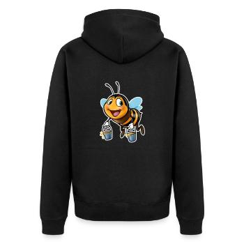 BEE-COOL - Unisex Premium Organic Zip Hoodie - black - Back - Nico (187cm)