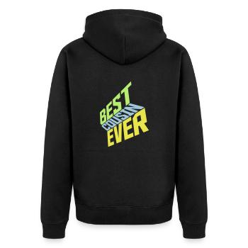 best cousin ever quote - Unisex Premium Organic Zip Hoodie - black - Back - Nico (187cm)