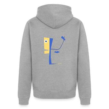 Unreal character - Unisex Premium Organic Zip Hoodie - heather grey - Back - Nico (187cm)