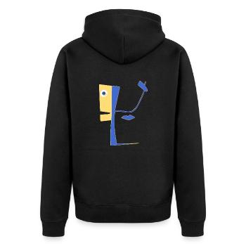 Unwirklicher Charakter - Unisex Premium Bio Zip Hoodie - Schwarz - Hinten - Nico (187cm)