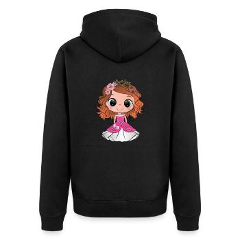Princesse rousse aux yeux verts et une robe rose - Veste à capuche bio Premium Unisexe - noir - Dos - Nico (187cm)