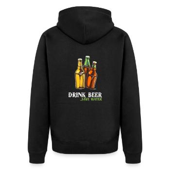 Drink beer - Unisex Premium Organic Zip Hoodie - black - Back - Nico (187cm)