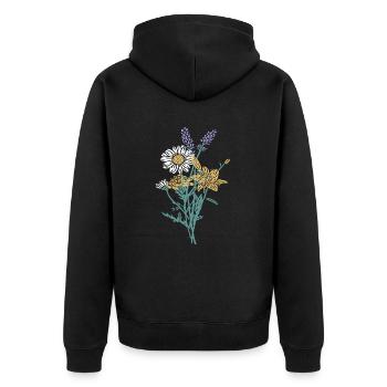 Kräuterstrauss - Unisex Premium Bio Zip Hoodie - Schwarz - Hinten - Nico (187cm)