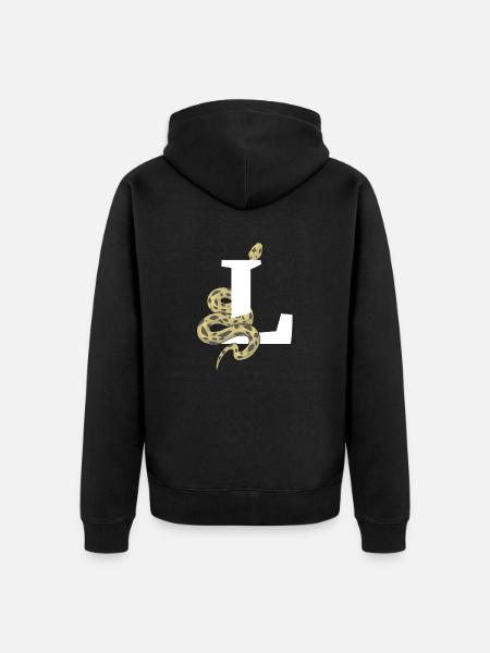Letter l snake - Unisex Premium Organic Zip Hoodie - black