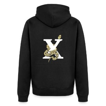Letter x snake - Unisex Premium Organic Zip Hoodie - black - Back - Nico (187cm)