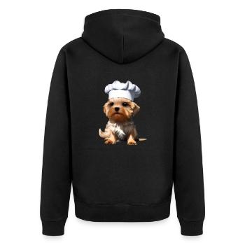 Restaurateur Chien de cuisine Yorkshire Terrier Chiot - Veste à capuche bio Premium Unisexe - noir - Dos - Nico (187cm)