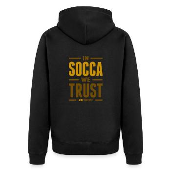 In Socca we trust - Veste à capuche bio Premium Unisexe - noir - Dos - Nico (187cm)