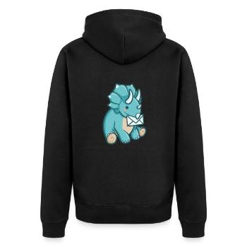 hugadino dino postman, cute dinosaur - Unisex Premium Organic Zip Hoodie - black - Back - Nico (187cm)