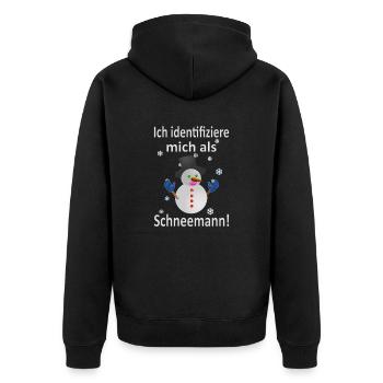 Schneemann Identität - Vers.1 - Unisex Premium Bio Zip Hoodie - Schwarz - Hinten - Nico (187cm)