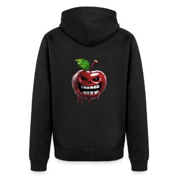 Punischerry Lustige Wütende Kirsche - Unisex Premium Bio Zip Hoodie - Schwarz - Hinten - Nico (187cm)