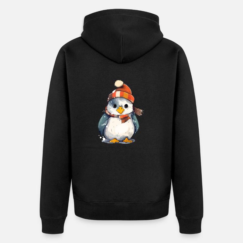 Oki le pingouin de Noël - Veste à capuche bio Premium Unisexe - noir