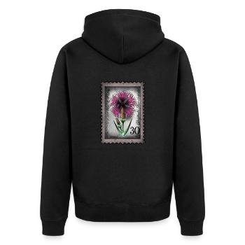 Briefmarke Lichtnelke - Unisex Premium Bio Zip Hoodie - Schwarz - Hinten - Nico (187cm)