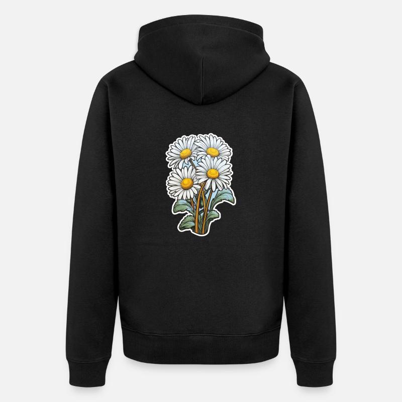 Gänseblümchen 4 Blüten - Unisex Premium Bio Zip Hoodie - Schwarz