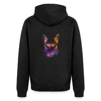 Bunte Katzen - Unisex Premium Bio Zip Hoodie - Schwarz - Hinten - Nico (187cm)