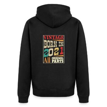 Vintage born in 2021 - Original parts - Veste à capuche bio Premium Unisexe - noir - Dos - Nico (187cm)