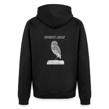 Eule dann - Unisex Premium Bio Zip Hoodie - Schwarz - Hinten - Nico (187cm)