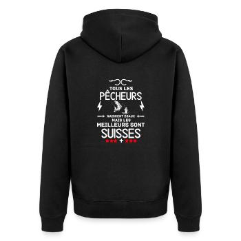 Meilleurs pêcheurs suisses - Veste à capuche bio Premium Unisexe - noir - Dos - Nico (187cm)