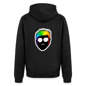 Schockiert mit großen Augen : Sticky Queer Pride - Unisex Premium Bio Zip Hoodie - Schwarz - Hinten - Nico (187cm)