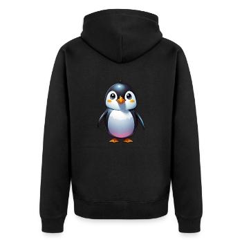 Pinguin - Unisex Premium Bio Zip Hoodie - Schwarz - Hinten - Nico (187cm)