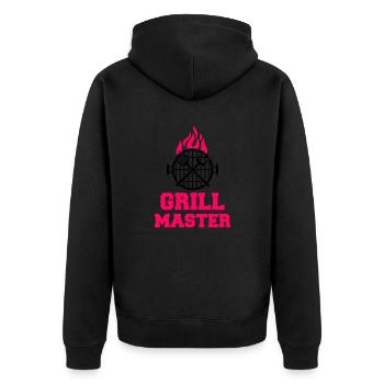 grill master - Unisex Premium Bio Zip Hoodie - Schwarz - Hinten - Nico (187cm)